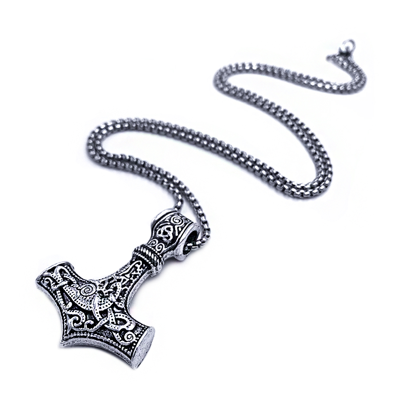 Ατσάλινο Μενταγιόν σχήμα Σφυρί με αλυσίδα