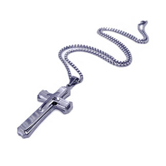 Ατσάλινο Μενταγιόν σχήμα Σταυρός με αλυσίδα